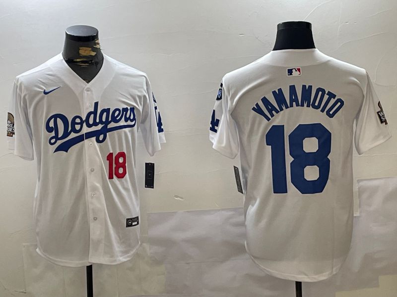Men Los Angeles Dodgers #18 Yamamoto White Game 2024 Nike MLB Jersey style 11203->los angeles dodgers->MLB Jersey